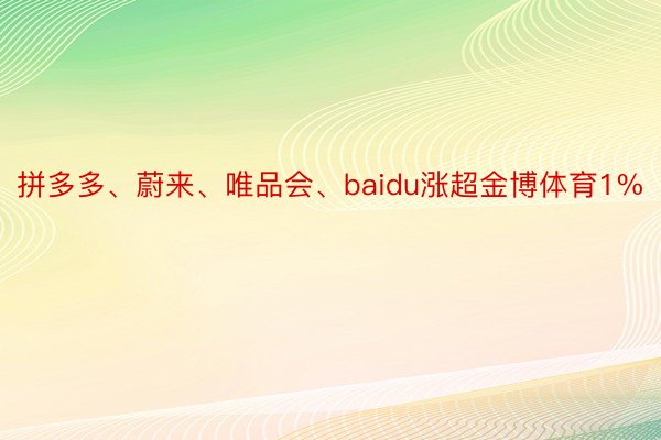 拼多多、蔚来、唯品会、baidu涨超金博体育1%