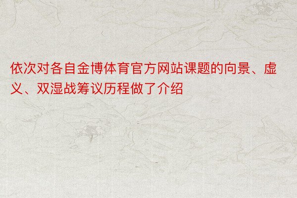 依次对各自金博体育官方网站课题的向景、虚义、双湿战筹议历程做了介绍