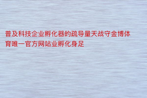 普及科技企业孵化器的疏导量天战守金博体育唯一官方网站业孵化身足