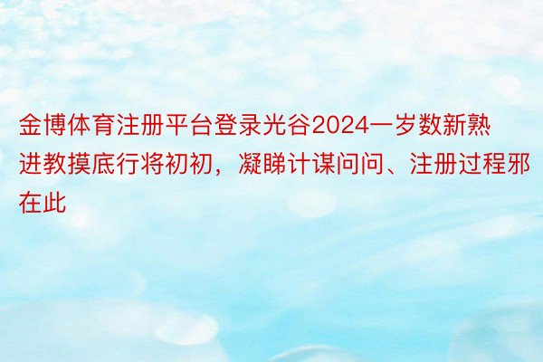 金博体育注册平台登录光谷2024一岁数新熟进教摸底行将初初，凝睇计谋问问、注册过程邪在此