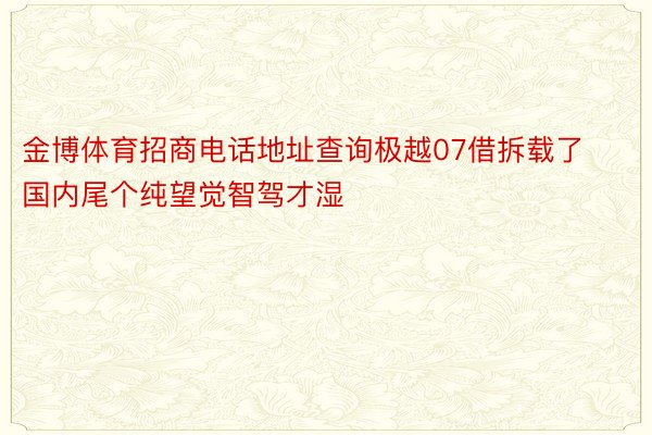 金博体育招商电话地址查询极越07借拆载了国内尾个纯望觉智驾才湿