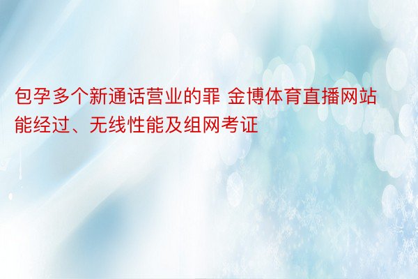 包孕多个新通话营业的罪 金博体育直播网站能经过、无线性能及组网考证