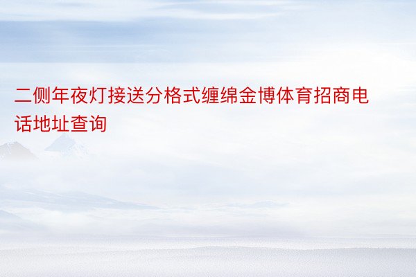 二侧年夜灯接送分格式缠绵金博体育招商电话地址查询