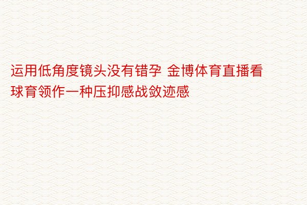 运用低角度镜头没有错孕 金博体育直播看球育领作一种压抑感战敛迹感