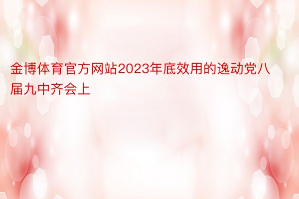 金博体育官方网站2023年底效用的逸动党八届九中齐会上