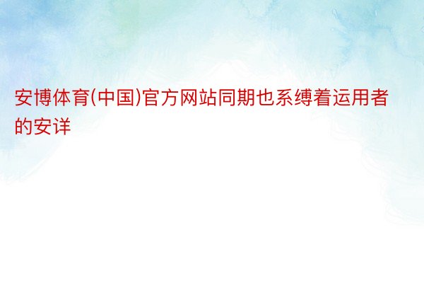 安博体育(中国)官方网站同期也系缚着运用者的安详