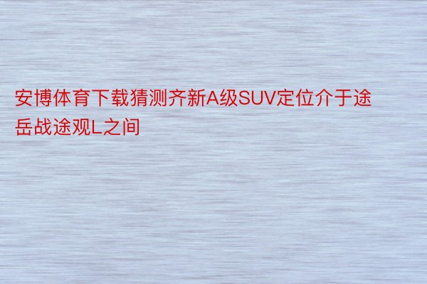 安博体育下载猜测齐新A级SUV定位介于途岳战途观L之间