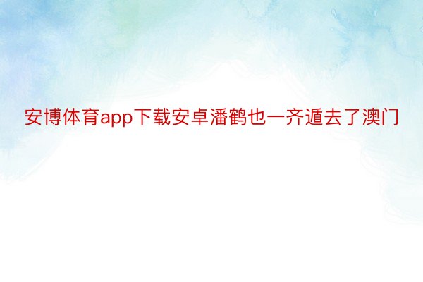 安博体育app下载安卓潘鹤也一齐遁去了澳门