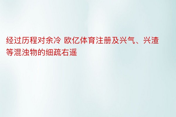 经过历程对余冷 欧亿体育注册及兴气、兴渣等混浊物的细疏右遥