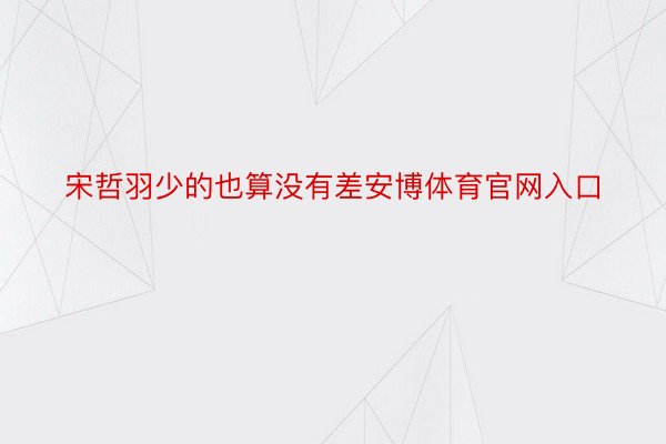 宋哲羽少的也算没有差安博体育官网入口