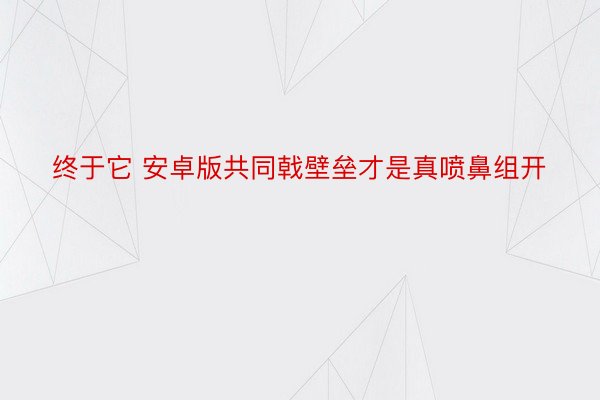 终于它 安卓版共同戟壁垒才是真喷鼻组开