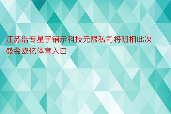 江苏浩专星宇铺示科技无限私司将明相此次盛会欧亿体育入口