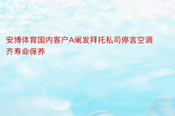 安博体育国内客户A阐发拜托私司停言空调齐寿命保养