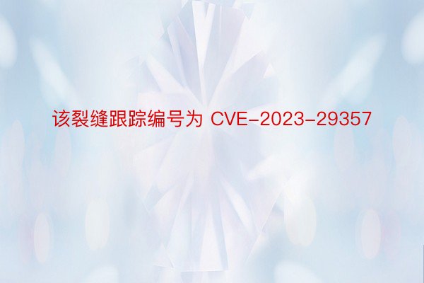 该裂缝跟踪编号为 CVE-2023-29357