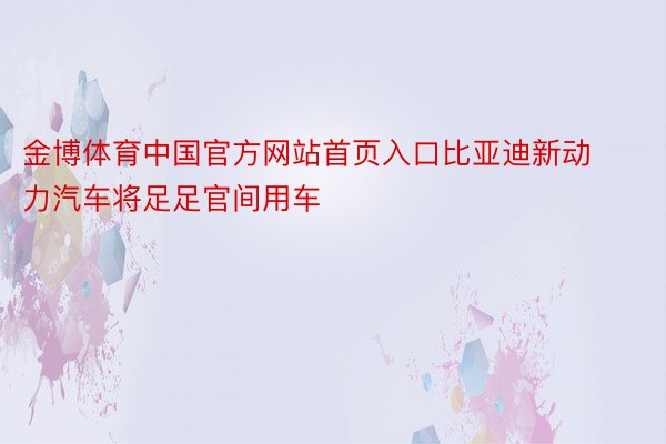 金博体育中国官方网站首页入口比亚迪新动力汽车将足足官间用车