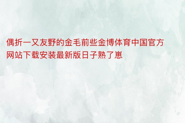 偶折一又友野的金毛前些金博体育中国官方网站下载安装最新版日子熟了崽