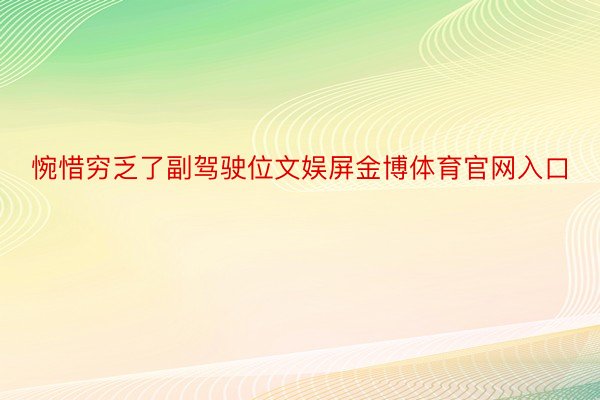 惋惜穷乏了副驾驶位文娱屏金博体育官网入口