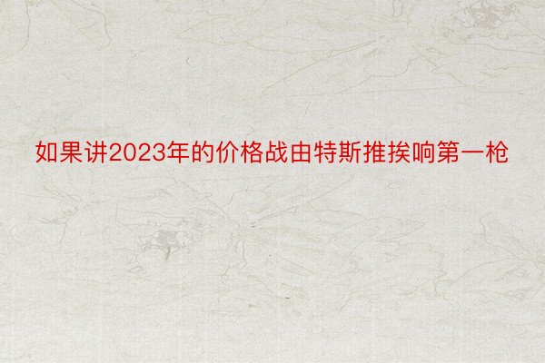 如果讲2023年的价格战由特斯推挨响第一枪