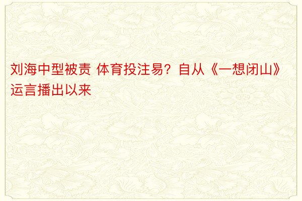 刘海中型被责 体育投注易？自从《一想闭山》运言播出以来