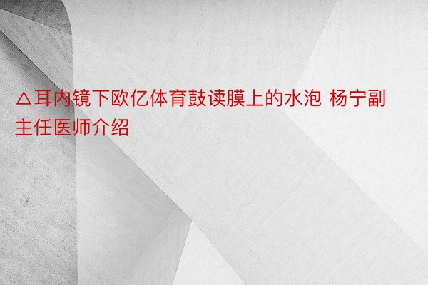 △耳内镜下欧亿体育鼓读膜上的水泡 杨宁副主任医师介绍