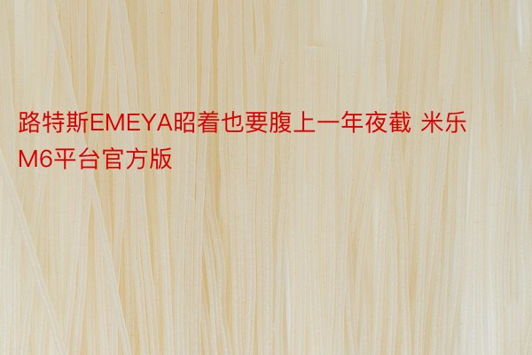 路特斯EMEYA昭着也要腹上一年夜截 米乐M6平台官方版