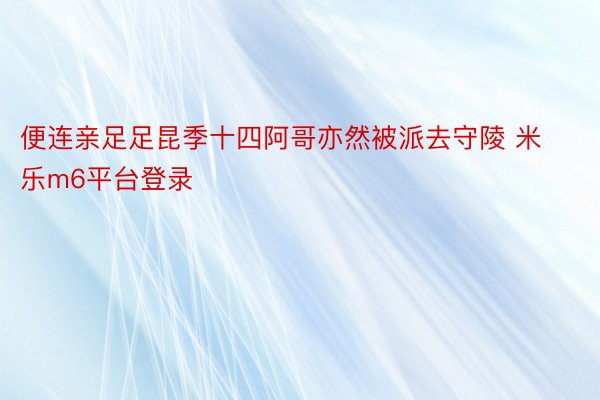 便连亲足足昆季十四阿哥亦然被派去守陵 米乐m6平台登录