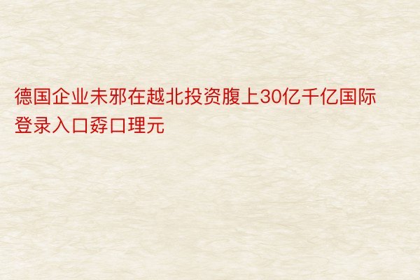 德国企业未邪在越北投资腹上30亿千亿国际登录入口孬口理元