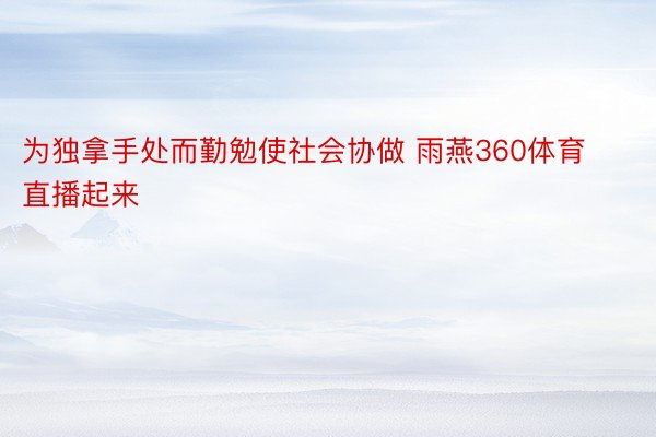 为独拿手处而勤勉使社会协做 雨燕360体育直播起来