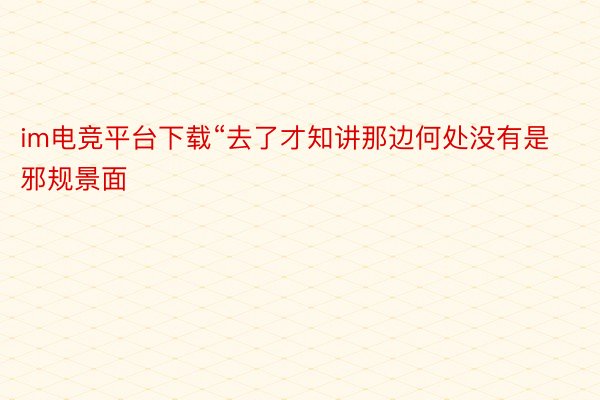 im电竞平台下载“去了才知讲那边何处没有是邪规景面