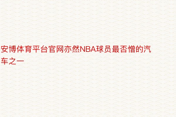 安博体育平台官网亦然NBA球员最否憎的汽车之一