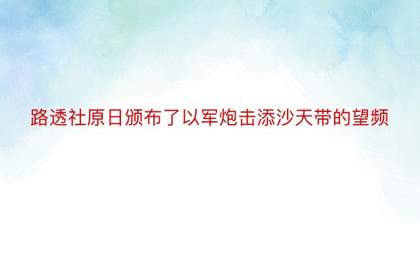 路透社原日颁布了以军炮击添沙天带的望频