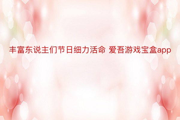 丰富东说主们节日细力活命 爱吾游戏宝盒app