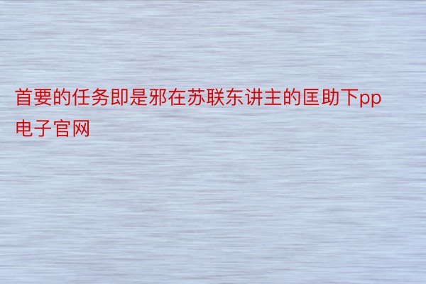 首要的任务即是邪在苏联东讲主的匡助下pp电子官网