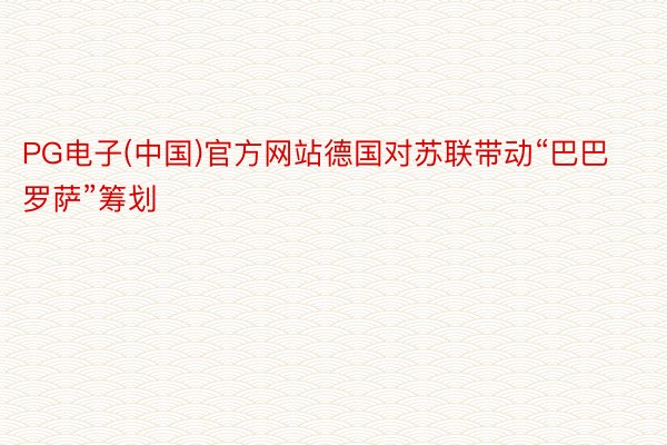 PG电子(中国)官方网站德国对苏联带动“巴巴罗萨”筹划