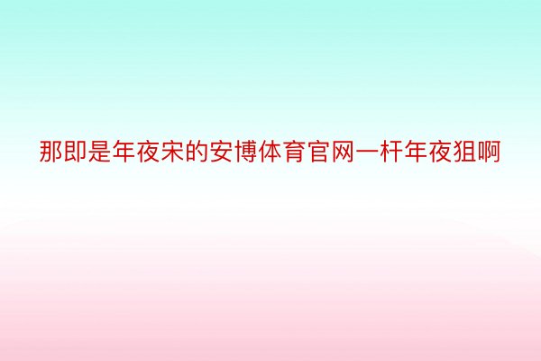 那即是年夜宋的安博体育官网一杆年夜狙啊