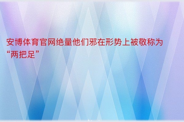 安博体育官网绝量他们邪在形势上被敬称为“两把足”