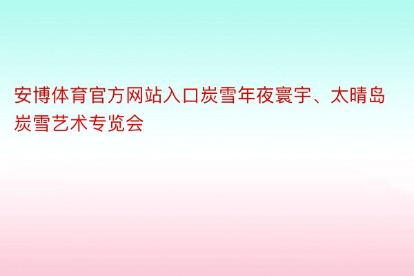 安博体育官方网站入口炭雪年夜寰宇、太晴岛炭雪艺术专览会