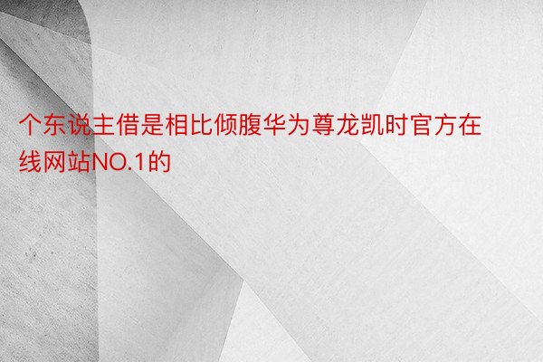 个东说主借是相比倾腹华为尊龙凯时官方在线网站NO.1的