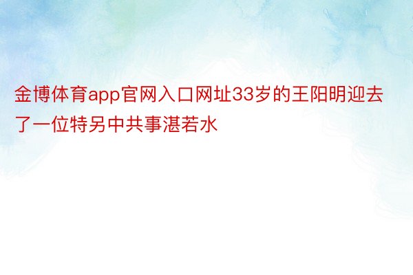 金博体育app官网入口网址33岁的王阳明迎去了一位特另中共事湛若水