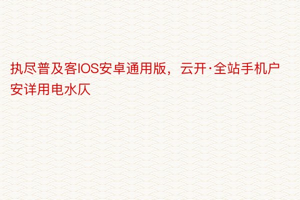 执尽普及客IOS安卓通用版，云开·全站手机户安详用电水仄