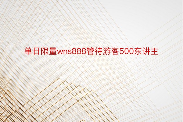 单日限量wns888管待游客500东讲主