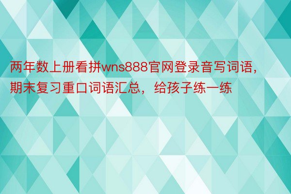 两年数上册看拼wns888官网登录音写词语，期末复习重口词语汇总，给孩子练一练