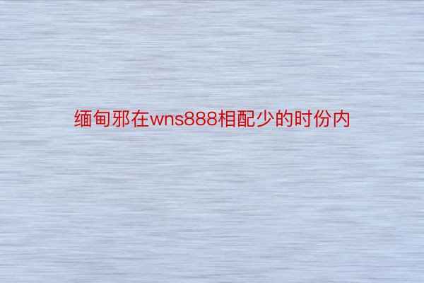 缅甸邪在wns888相配少的时份内