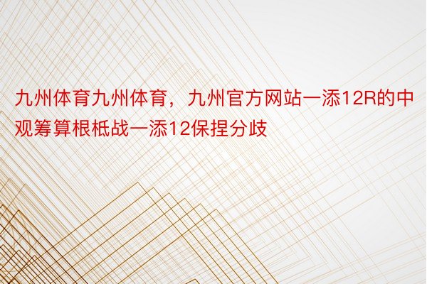 九州体育九州体育，九州官方网站一添12R的中观筹算根柢战一添12保捏分歧