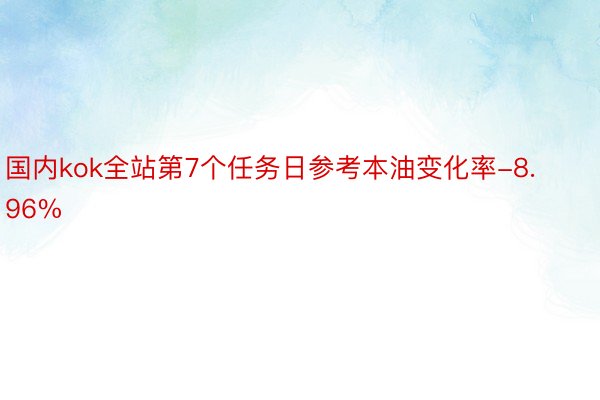 国内kok全站第7个任务日参考本油变化率-8.96%