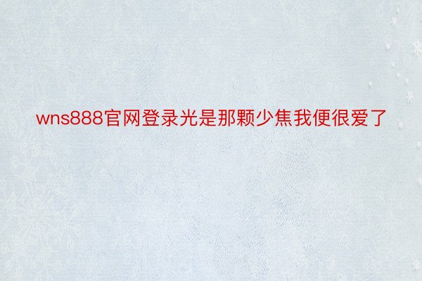 wns888官网登录光是那颗少焦我便很爱了