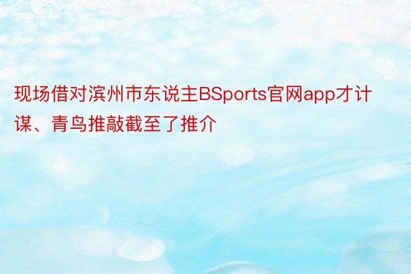现场借对滨州市东说主BSports官网app才计谋、青鸟推敲截至了推介