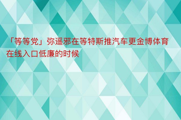 「等等党」弥遥邪在等特斯推汽车更金博体育在线入口低廉的时候