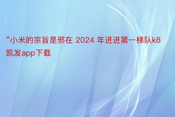 “小米的宗旨是邪在 2024 年进进第一梯队k8凯发app下载