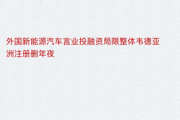 外国新能源汽车言业投融资局限整体韦德亚洲注册删年夜